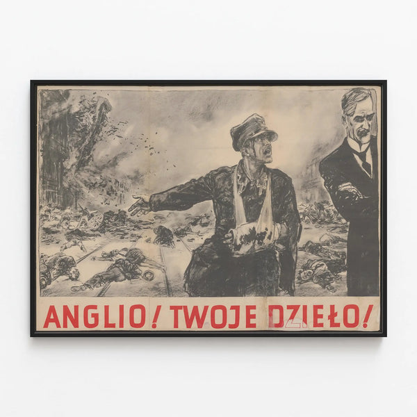 Anglio Wall Poster! Your Work - Historical Illustration in Black and White — framed artwork on a wall