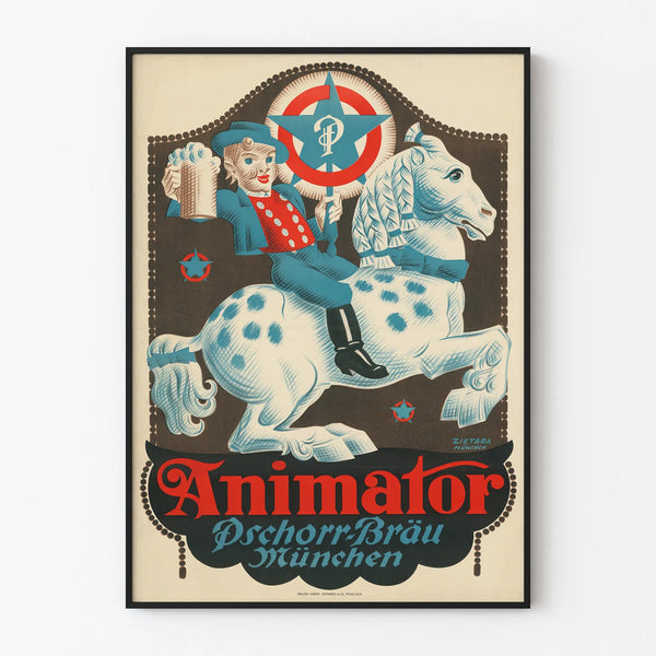 Vintage poster of Animator Pschorr-Bräu Munich for wall decoration