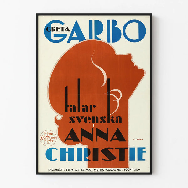Vintage Greta Garbo Anna Christie Poster – Classic Cinema Wall Decoration