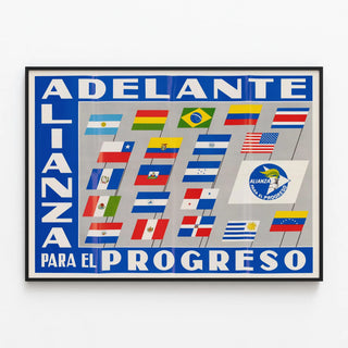 Wall Poster Alliance for Progress with Latin American Flags — framed artwork on a wall