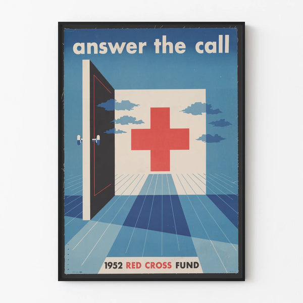 Vintage Red Cross Poster 1952 Answer the Call for Wall Decoration