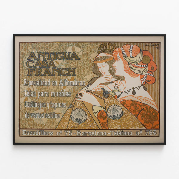 Vintage Antigua Casa Franch Poster for Wall Decoration — framed artwork on a wall