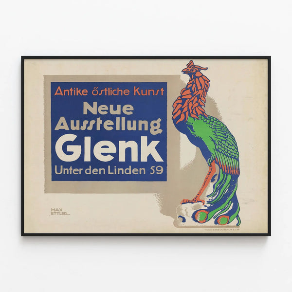 Vintage Poster for the Antique Eastern Art Exhibition - Glenk — framed artwork on a wall