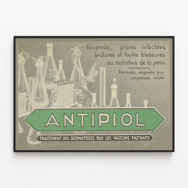 Vintage poster Antipiol – Retro medical wall decoration — framed artwork on a wall