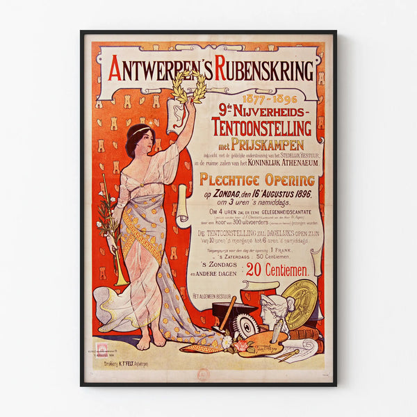 Vintage Poster of the 9th Antwerpens Rubenskring Industrial Exhibition 1896