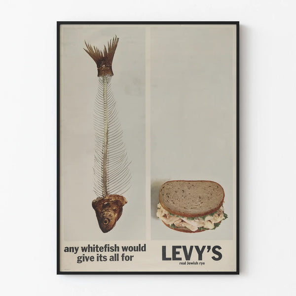 Vintage Levy's Real Jewish Rye Poster Rye Bread