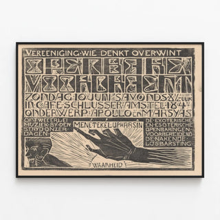 Poster Linocut of Apollo and Marsyas - Graphic Wall Decoration — framed artwork on a wall