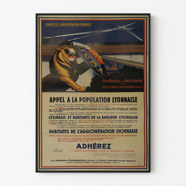 Vintage poster calling the Lyon population - Historic wall decoration