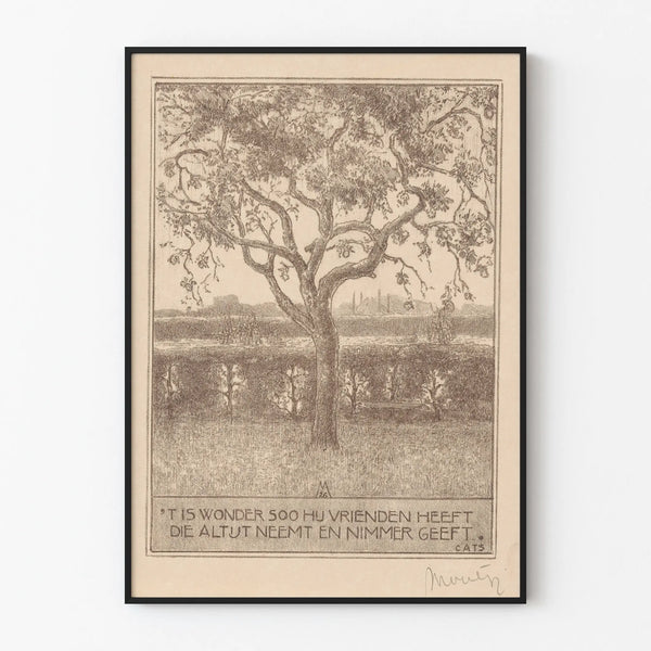 Poster Autumn Tree with Poetic Quote - Vintage Wall Decoration