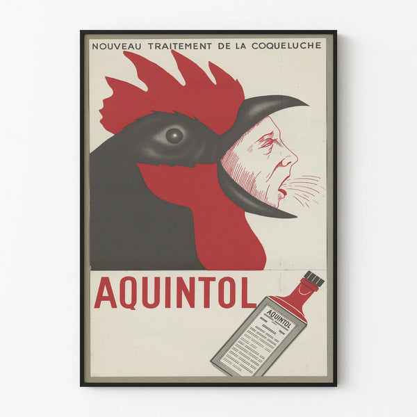 Vintage poster for whooping cough treatment Aquintol wall decoration