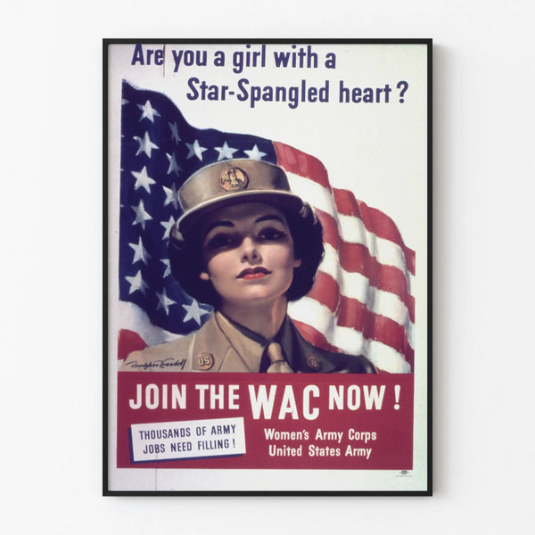Vintage Military Poster Feminine Star-Spangled Heart