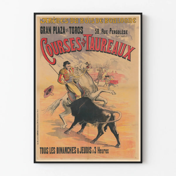 Vintage poster of the Arenas of Bois de Boulogne - Bullfighting events