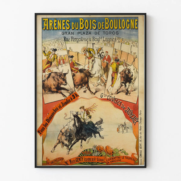 Poster of the Arenas of the Bois de Boulogne - Bullfighting and equestrian show