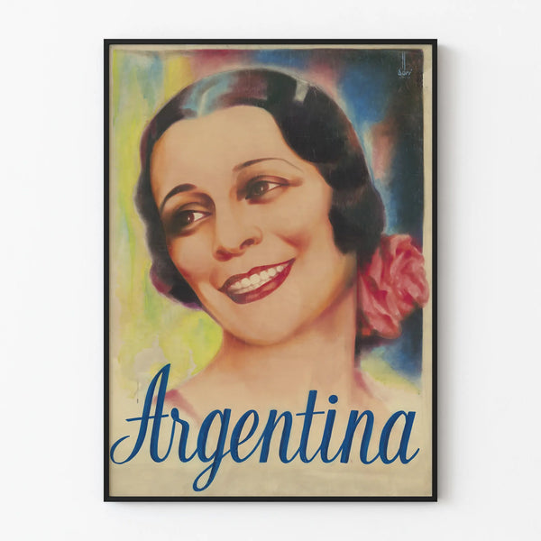 Vintage decorative female portrait poster