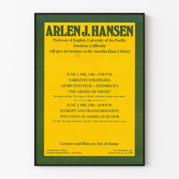 Vintage poster of courses and films by Arlen J. Hansen