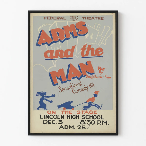 Theatrical Poster Arms and the Man - Vintage Wall Decoration