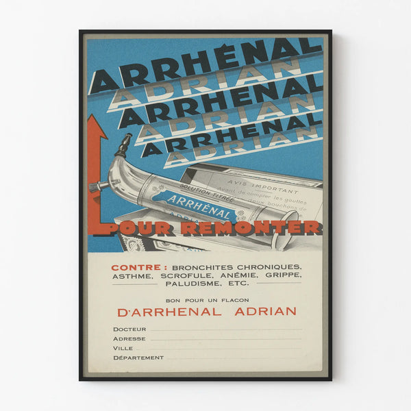 Vintage advertising poster Arrhénal Adrian for wall decoration