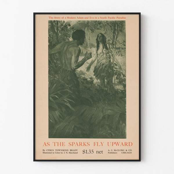 Vintage poster As The Sparks Fly Upward tropical paradise ambiance