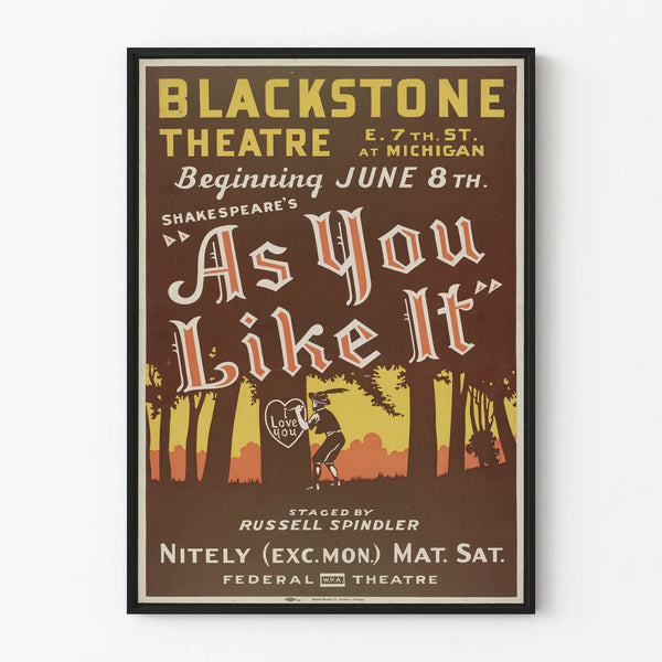 Vintage Theater Poster Blackstone - As You Like It by Shakespeare