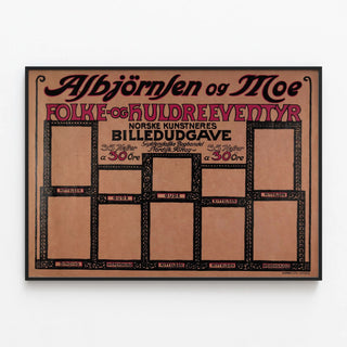 Vintage Norwegian Poster Asbjörnsen og Moe Folk og Huldreeventyr — framed artwork on a wall
