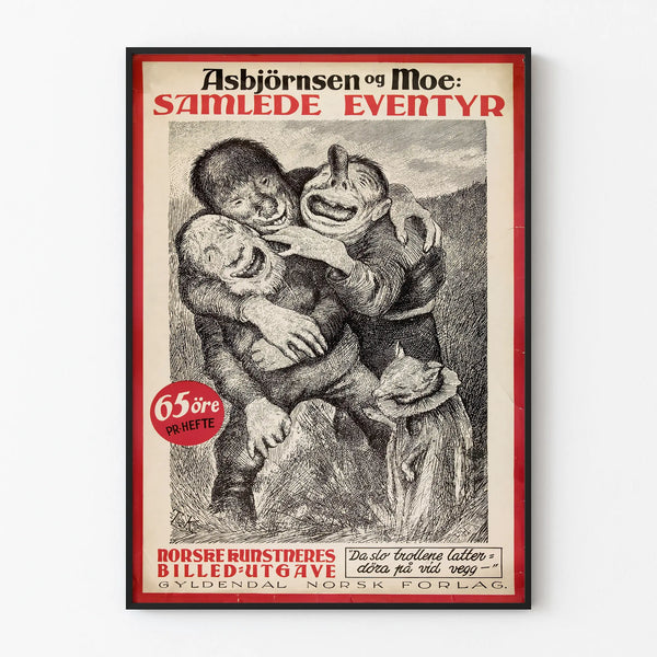 Vintage decorative poster of Norwegian fairy tales Asbjörnsen og Moe