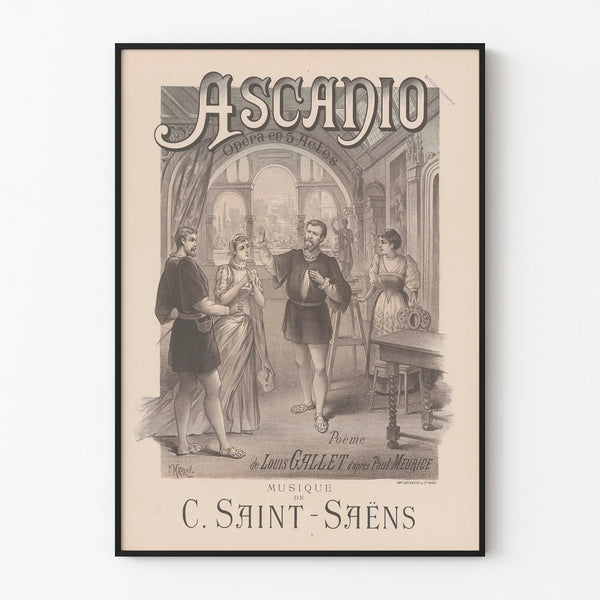 Vintage poster of Ascanio, a five-act opera by C. Saint-Saëns