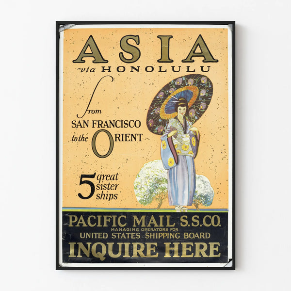 Vintage Asia Poster via Honolulu - Retro Wall Decoration Artem Legrand