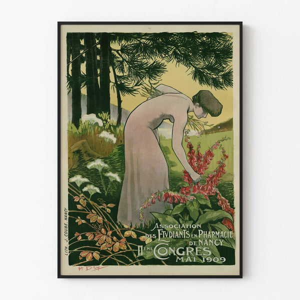 Vintage Poster of the Pharmacy Students' Congress in Nancy 1909