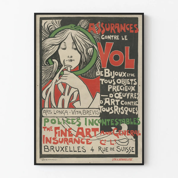 Vintage poster for theft insurance Fine Art Brussels