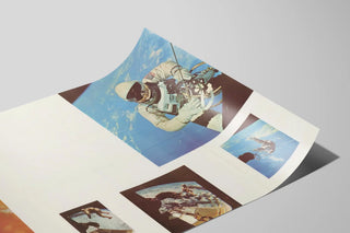 Poster of an Astronaut on a Spacewalk with a Launch Rocket — artwork view