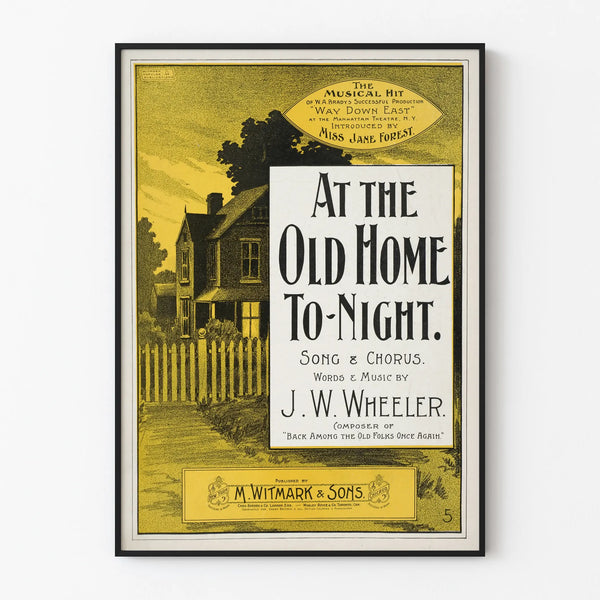 Vintage poster of the song "At the Old Home Tonight" – Retro wall decoration