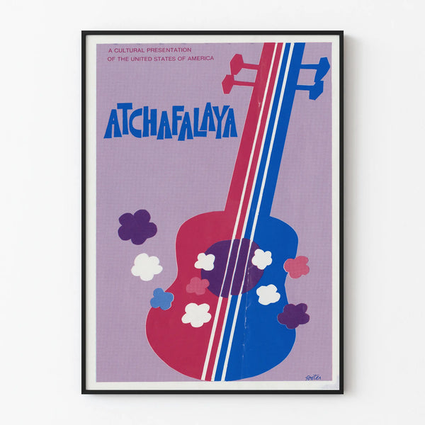 Decorative Poster Atchafalaya with Colorful Guitar