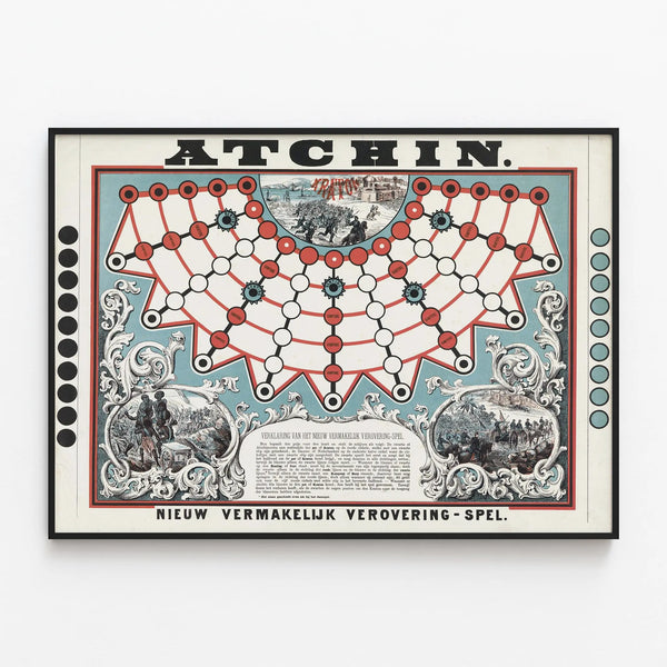 Vintage Conquest Game Poster Atchin — framed artwork on a wall