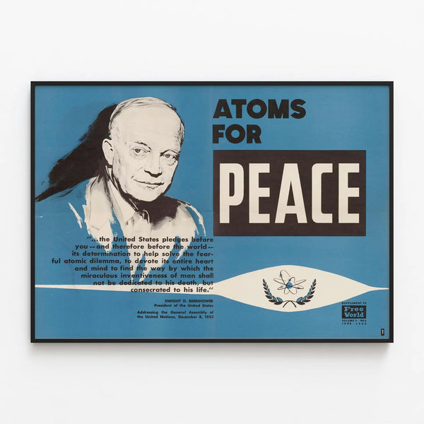 Vintage Poster Atoms for Peace - Retro Political Wall Decoration — framed artwork on a wall