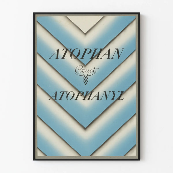 Vintage Atophan Cruet Atophanyl Blue and White Advertising Poster