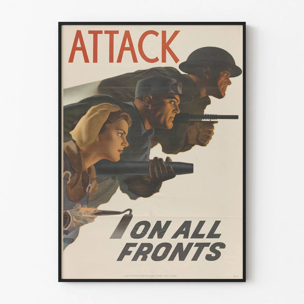 Vintage poster decorative 'Attack on All Fronts'