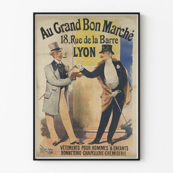 Vintage poster Au Grand Bon Marché Lyon - Masculine style wall decoration