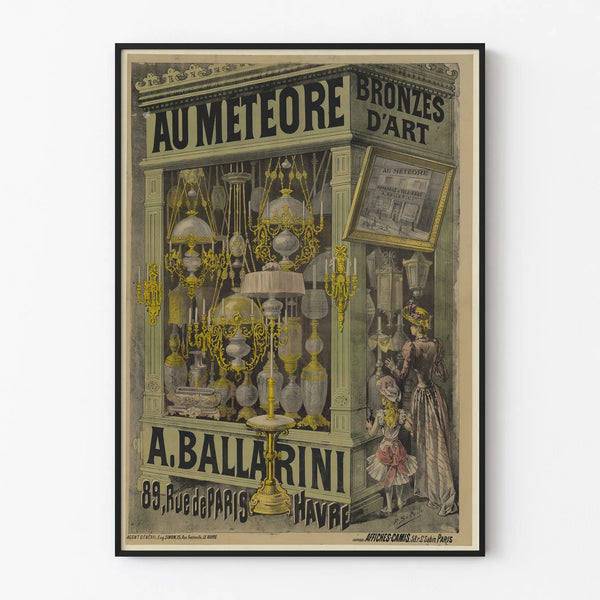 Vintage poster Au Météore bronzed artwork - elegant wall decoration