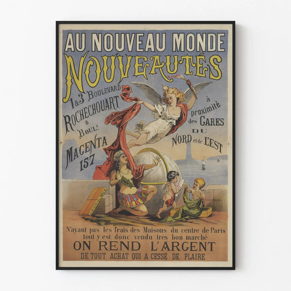 Vintage poster Au Nouveau Monde - Retro wall decoration Paris