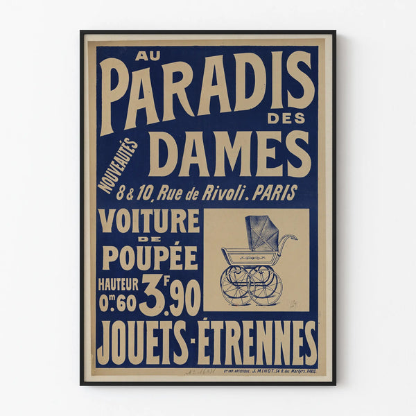 Vintage Poster at the Ladies' Paradise - Retro Parisian Wall Decoration