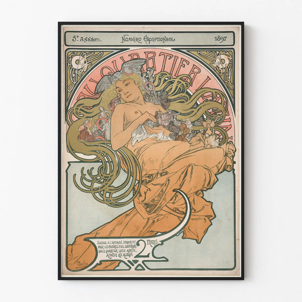 Art Nouveau Poster Latin Quarter 1897 - Vintage Wall Decoration