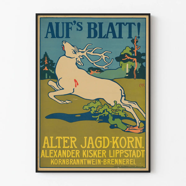 Vintage poster Auf's Blatt Alter Jagd Korn for wall decoration