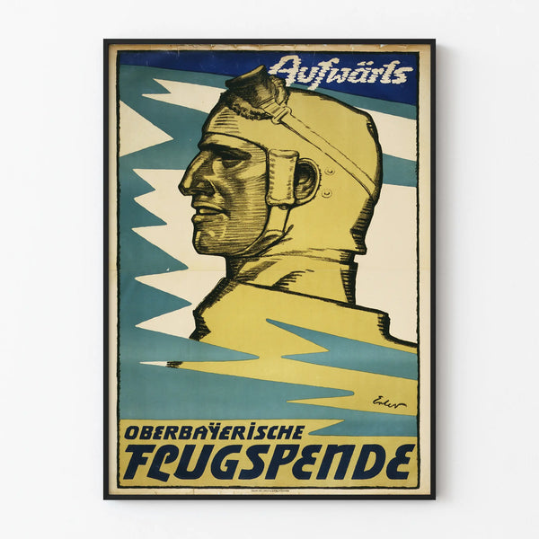 Vintage Bavarian aviation poster Aufwärts Oberbayerische Flugspende