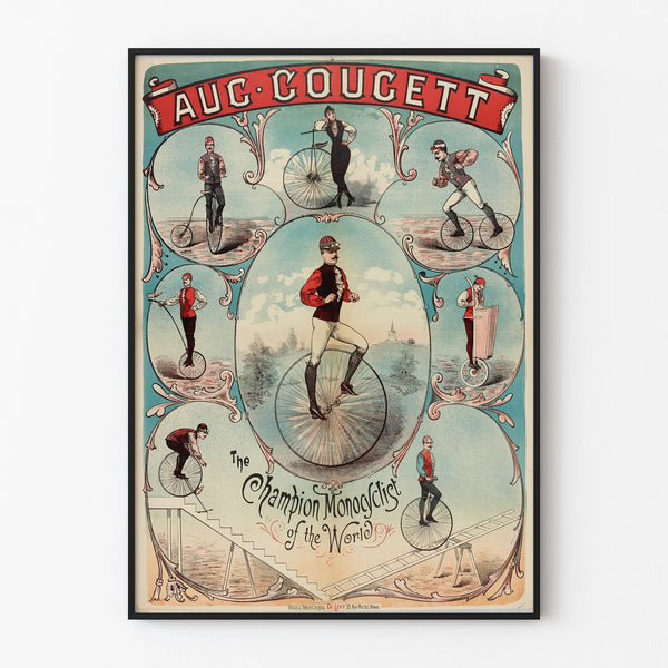Vintage poster Aug Coucett Champion of the Unicycle