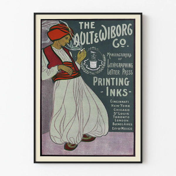 Vintage advertising poster for The Ault & Wiborg Co. printing inks