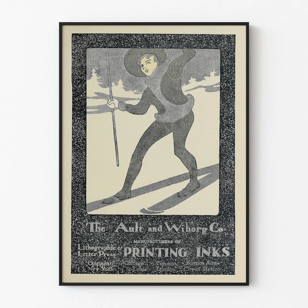 Vintage Black & White Poster The Ault and Wiborg Co - Retro Wall Decoration