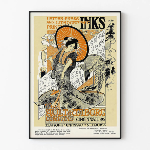 Vintage poster Ault & Wiborg Japanese style for wall decoration