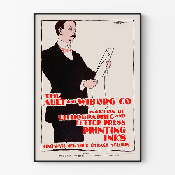 Vintage advertising poster for lithographic and typographic printing inks