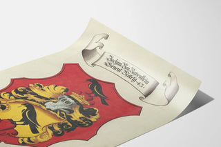 Poster Coat of Arms Roubenstein with Crows and Red and Gold Shield