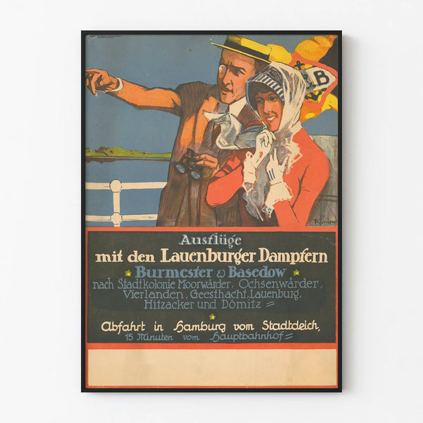 Vintage poster of the Lauenburger Steamers excursion in Hamburg